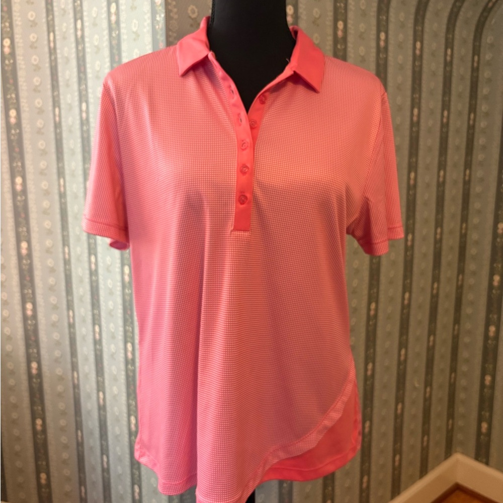PGA Tour Pink Button Down Golf Polo